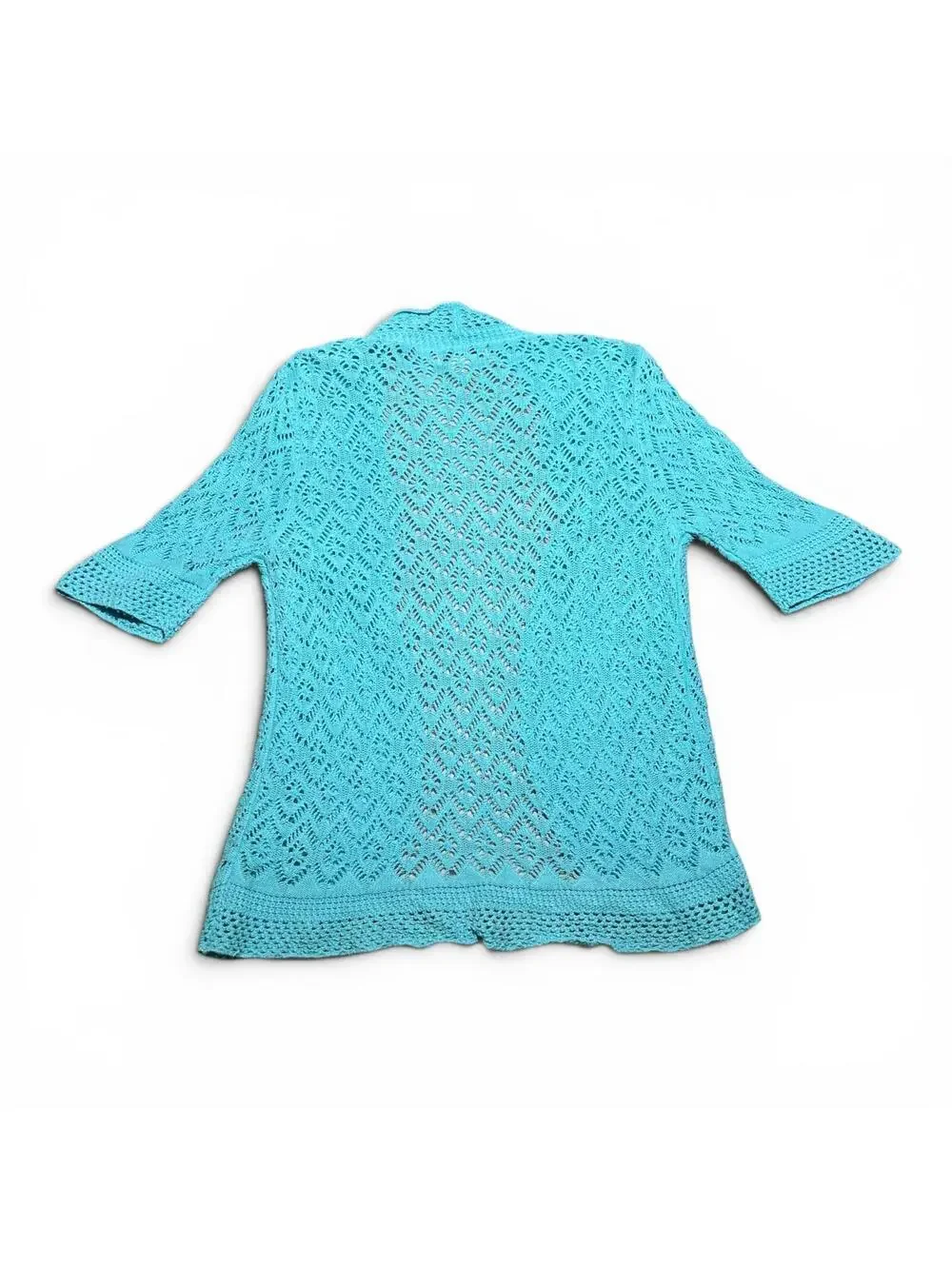 Vintage Y2K Light Blue Crochet Open Knit Cotton Shrug